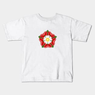 English Red Tudor Rose Heraldic Emblem Kids T-Shirt